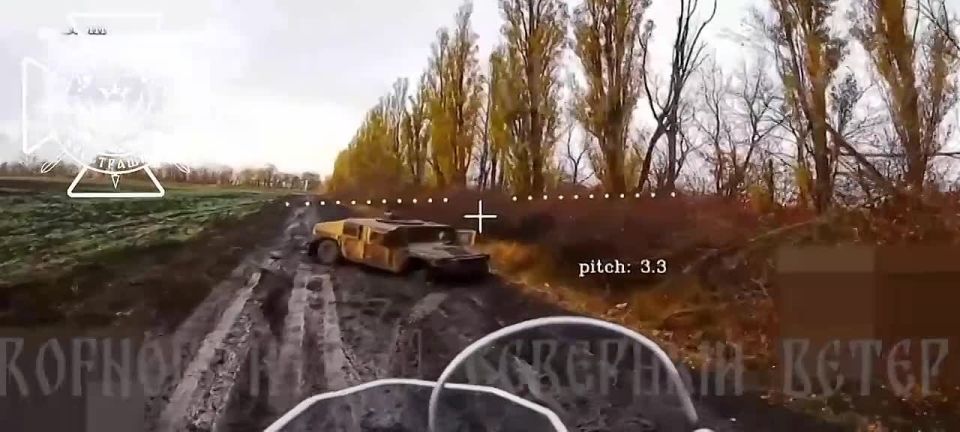 Уничтожение дроном украинского Хамви в Сумской области