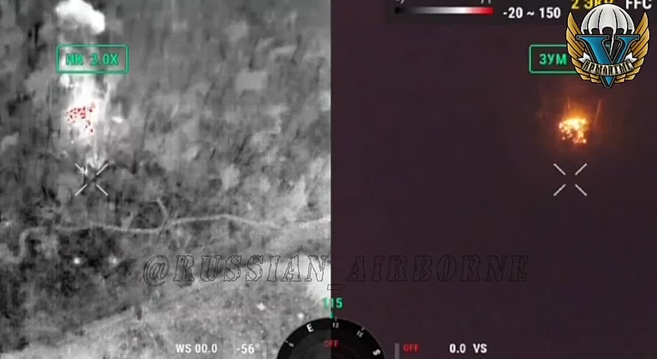 Применение БПЛА Молния с зажигательной боевой частью по позициям ВСУ в Сумской области