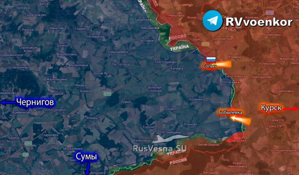 Армия России наступает к Бачевску в Сумской области Армия России наступает к Бачевску в Сумской области